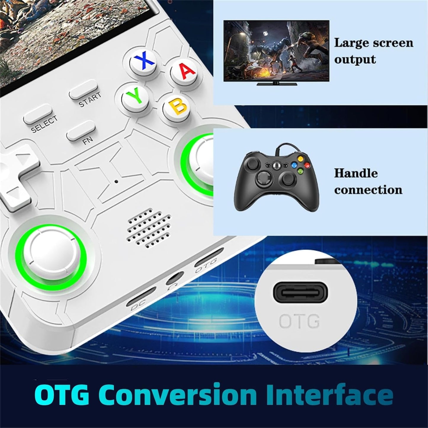 R36 Ultra Retro Handheld Game Console-2025 Model with 128GB, 4-Inch IPS Screen, over 30K Games Mini Video Games Console, Supports 23 Emulators, Linux-Based Retro Gaming Console (White)