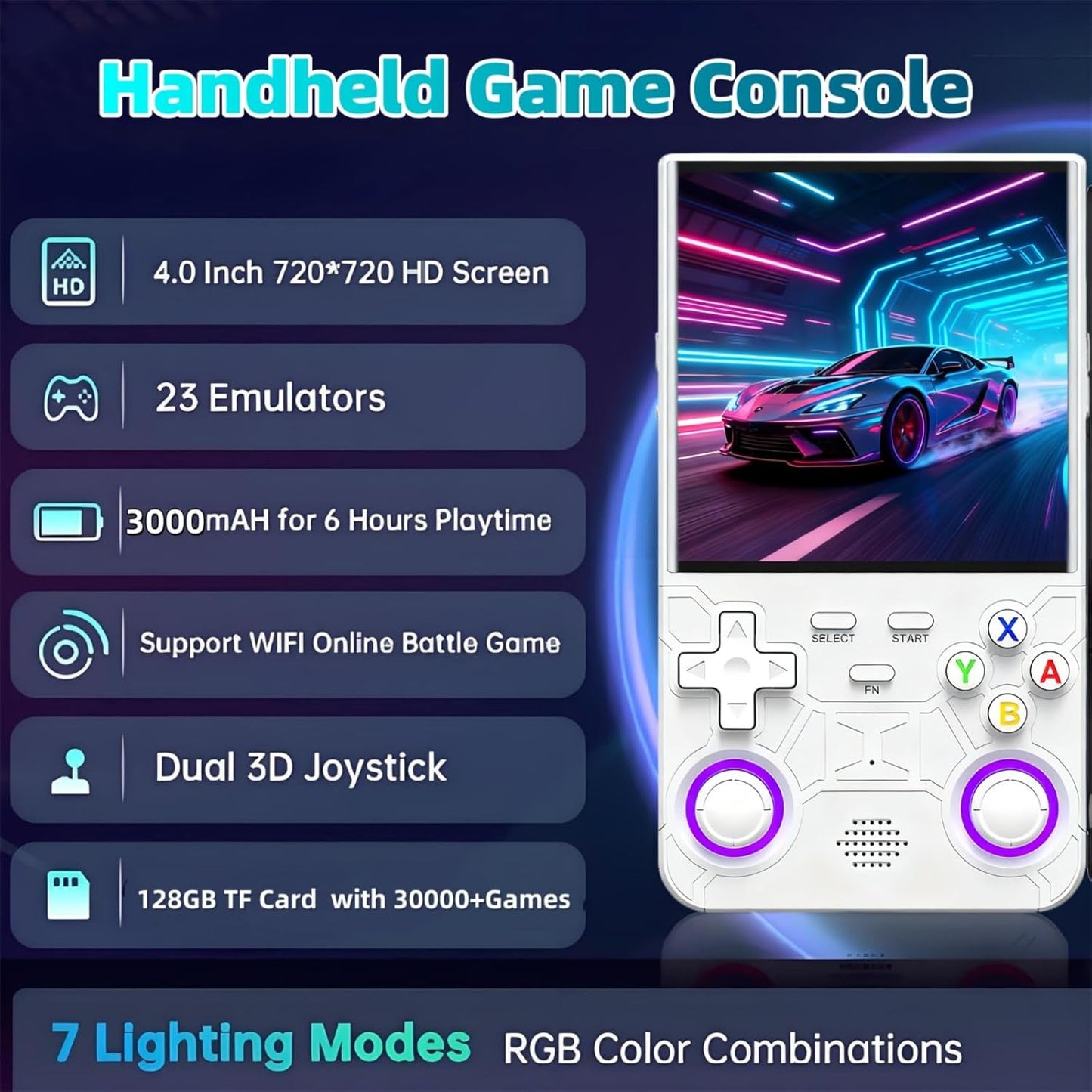 R36 Ultra Retro Handheld Game Console-2025 Model with 128GB, 4-Inch IPS Screen, over 30K Games Mini Video Games Console, Supports 23 Emulators, Linux-Based Retro Gaming Console (White)
