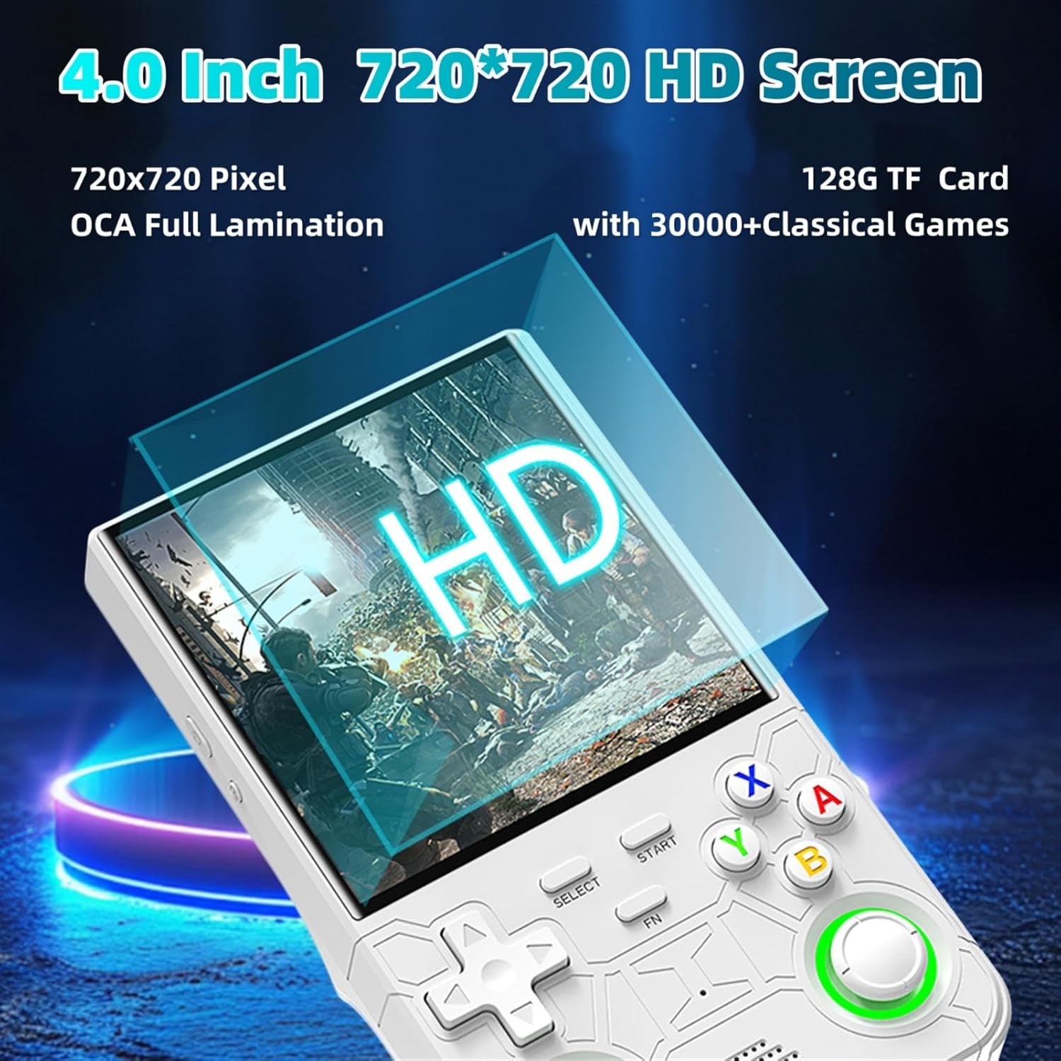 R36 Ultra Retro Handheld Game Console-2025 Model with 128GB, 4-Inch IPS Screen, over 30K Games Mini Video Games Console, Supports 23 Emulators, Linux-Based Retro Gaming Console (White)