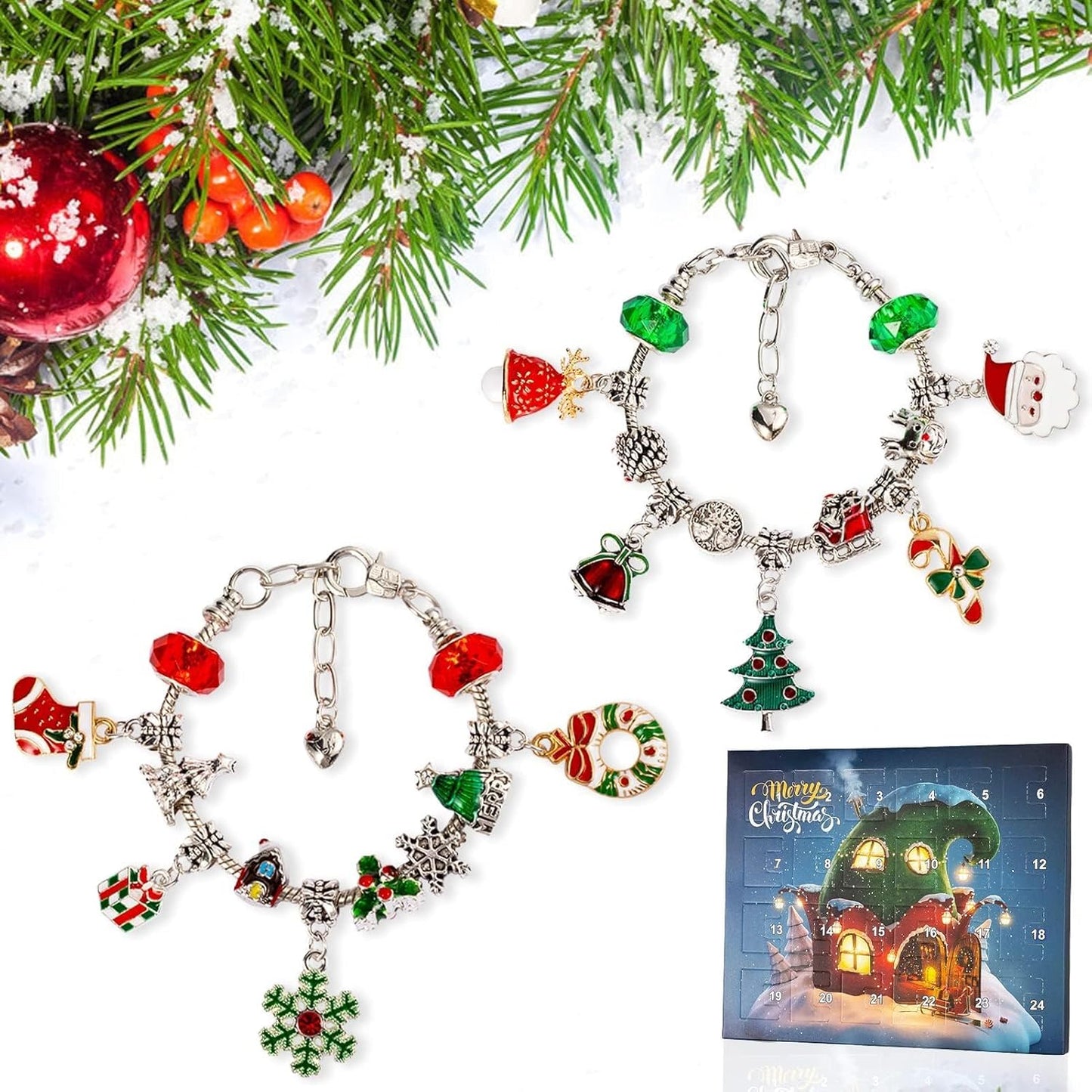 Christmas Advent Calendar Bracelets 2025 for Girls 24 Days Xmas Countdown Calend